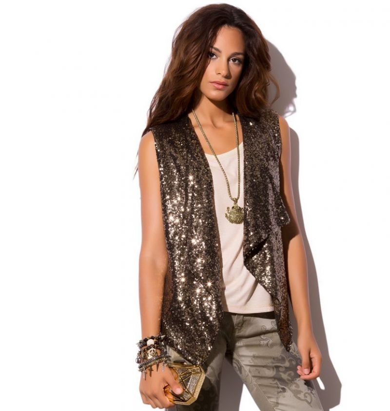 CHALECO DE LENTEJUELAS DORADO